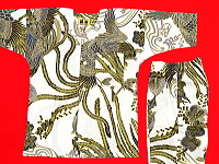 義若オリジナル子供鯉口シャツ(ダボシャツ) 金彩桐に鳳凰(白生成り)